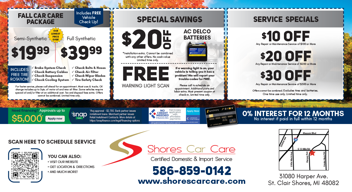 August 2025 Specials | Shores Car Care
