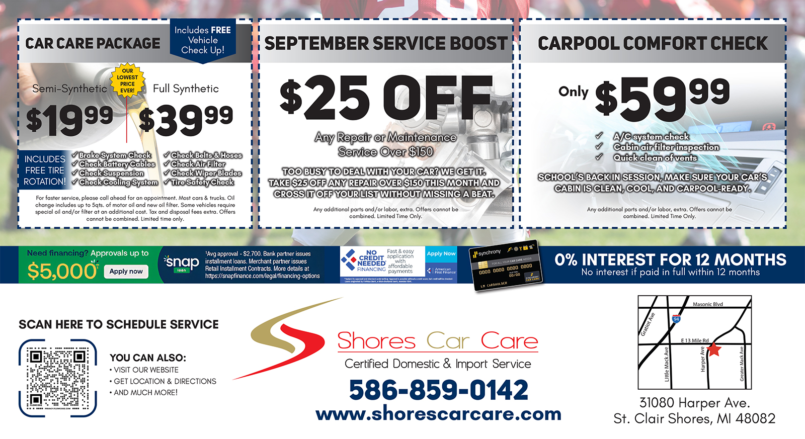 August 2025 Specials | Shores Car Care